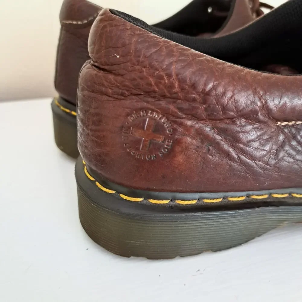 Dr. Martens Boston Brown Leather Oxfords Men's 12 AW004 Chunky Lug Sole Y2K 90s
